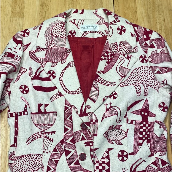 Prophecy Bohemian Women’s Blazer Red and Cream Bold Patterned - Picture 4 of 10